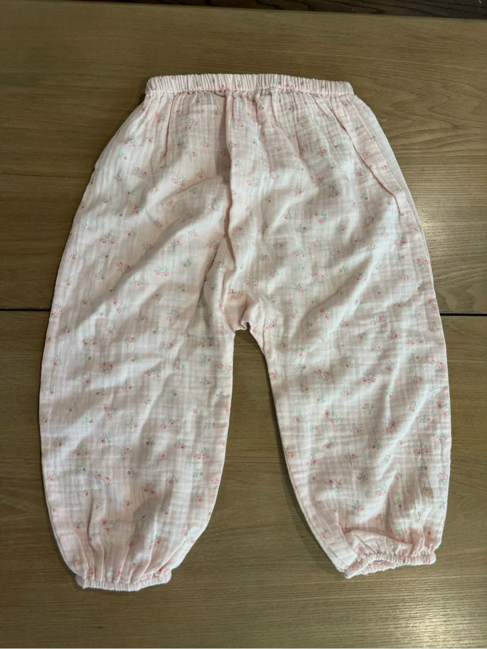 NWT Albetta Matching Floral Pant Set Size 12-18 Months Organic Cotton Gauzy